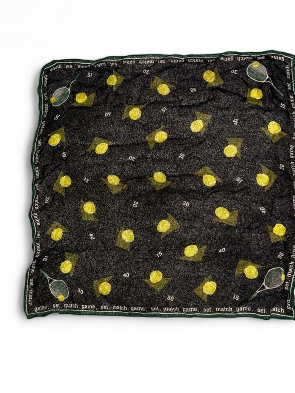 Tennis Ball and Racket Print Square Sheer Bandana Scarf Preppy Sporty 20”x20”